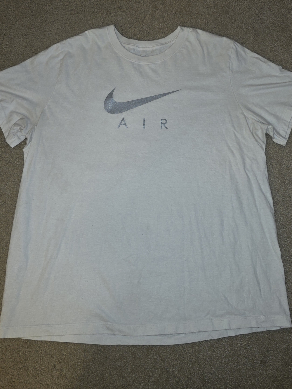Nike White Short Sleeve Crewneck T-Shirt with Grey Swoosh